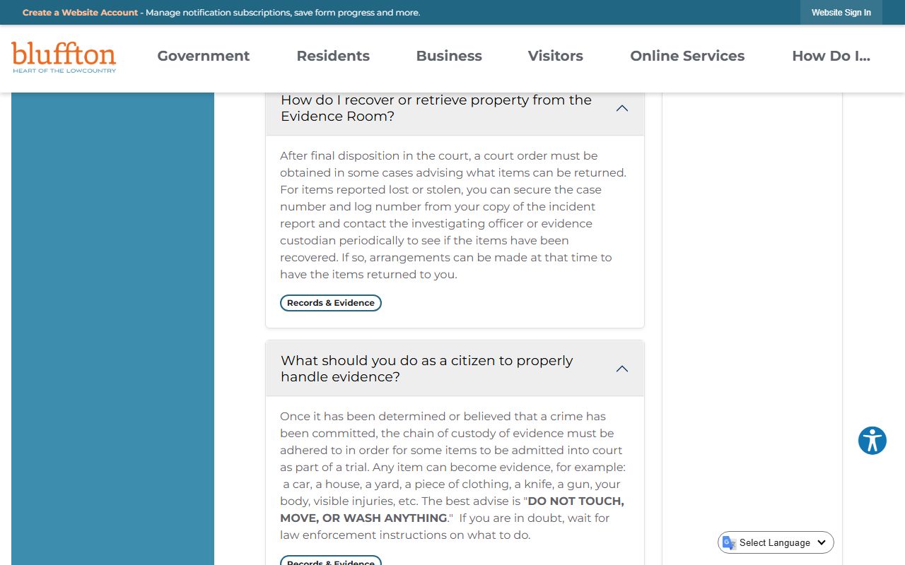 bluffton sex offender registry town police