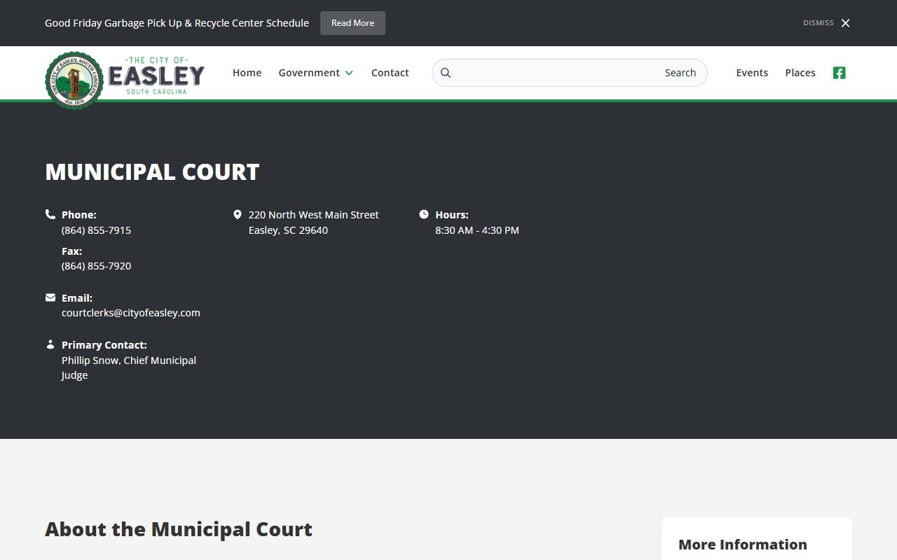 easley sex offender municipal court records