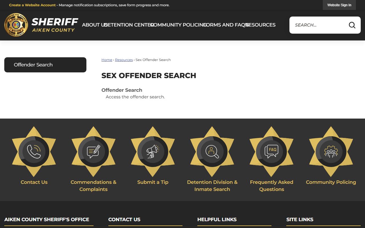 aiken County sex offender registry sheriff office