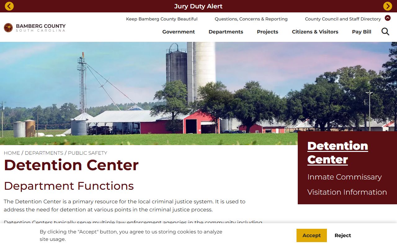 bamberg County sex offender registry detention center