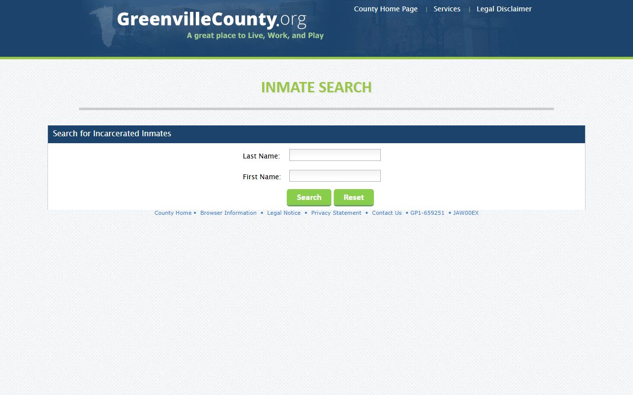 Greenville County inmate search and registry information tool