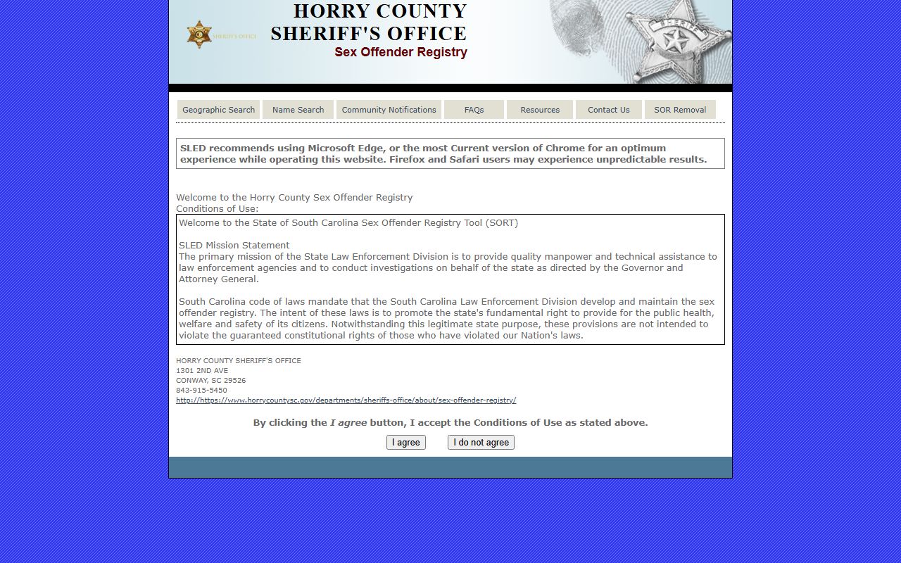horry County sex offender registry