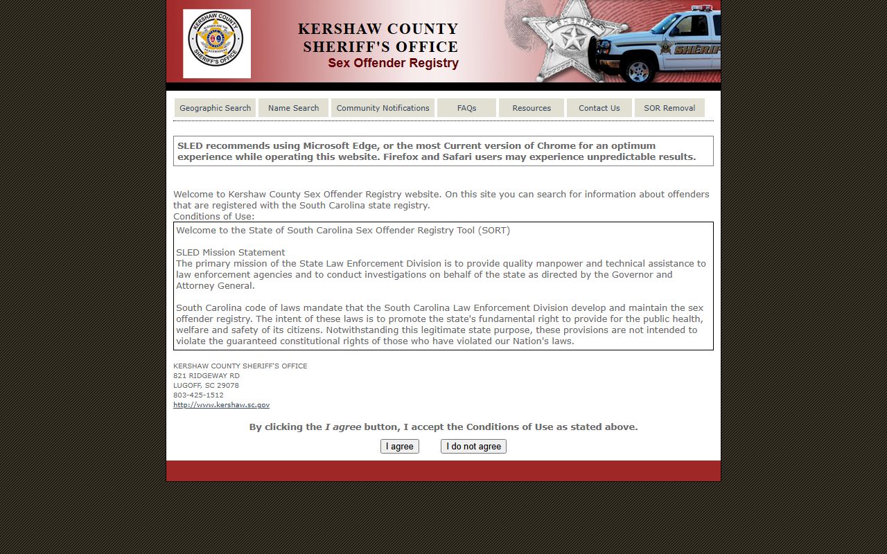 kershaw County sex offender registry