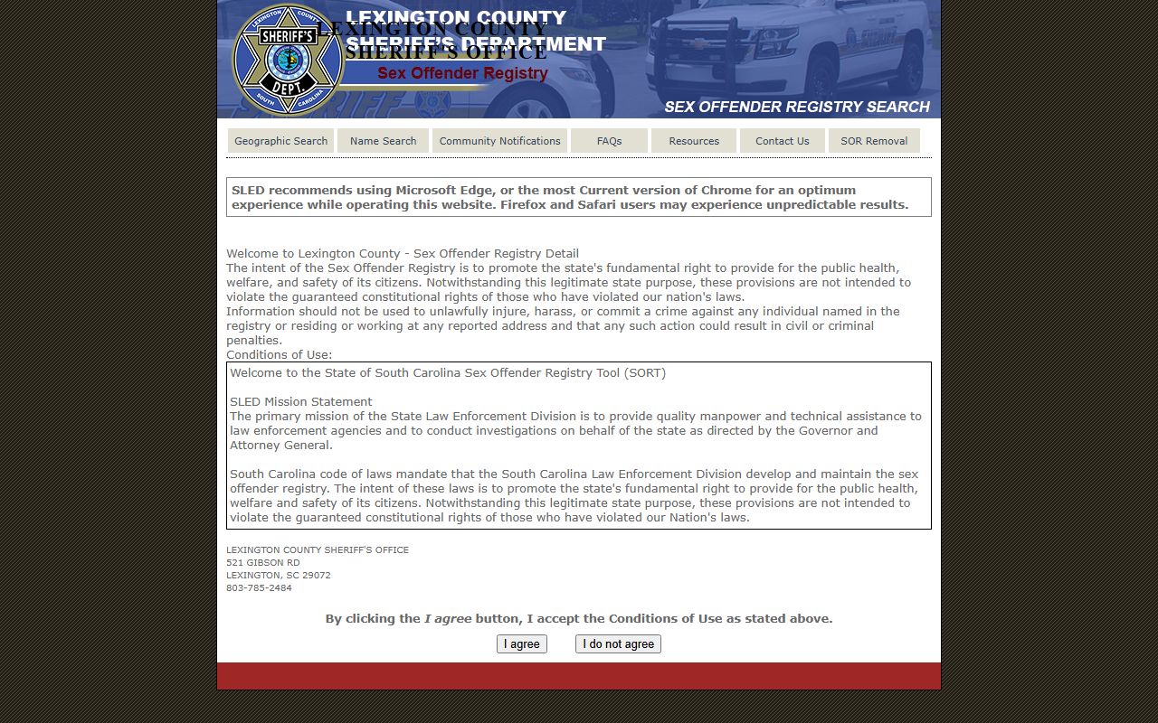 lexington County sex offender registry