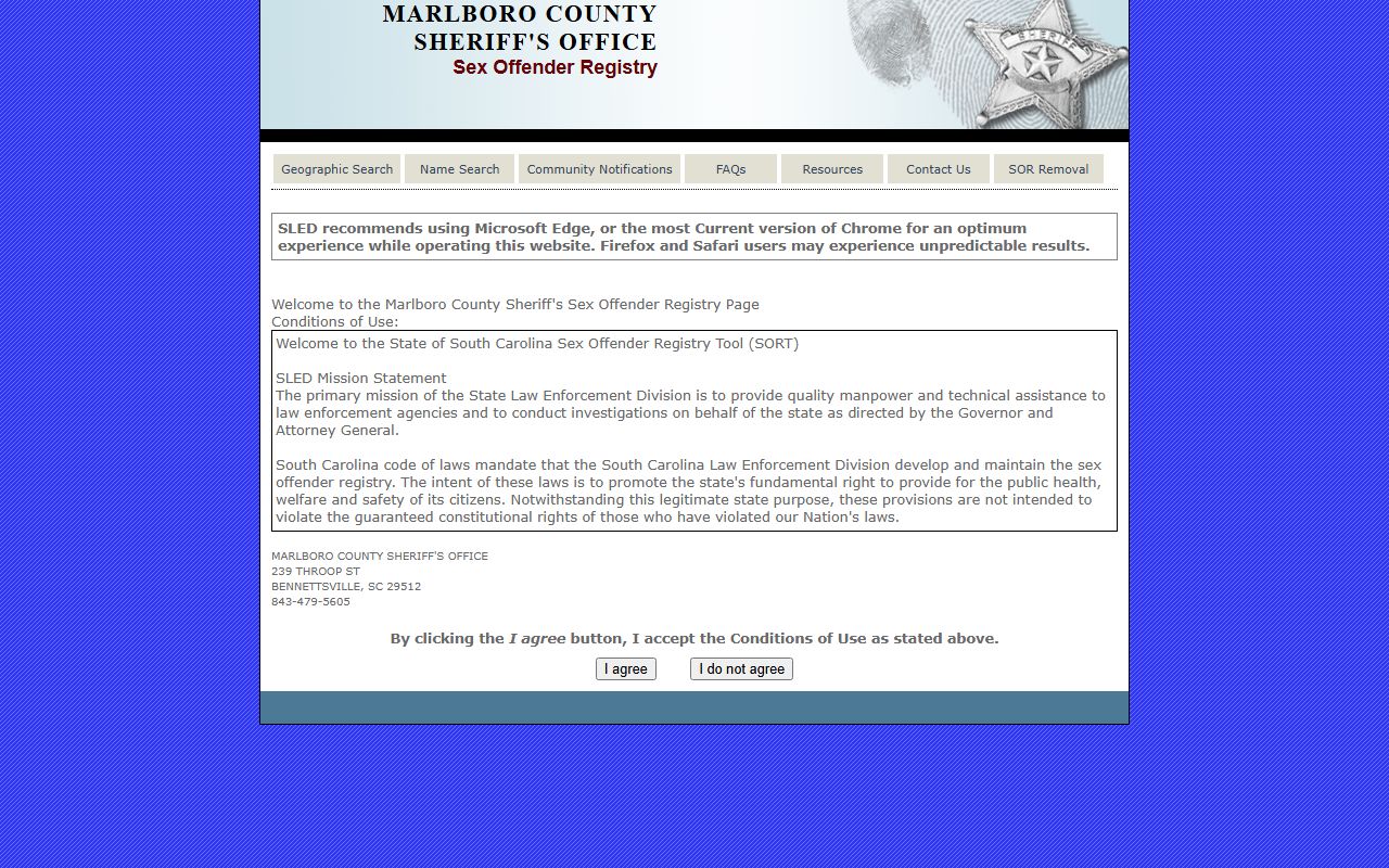 marlboro County sex offender registry