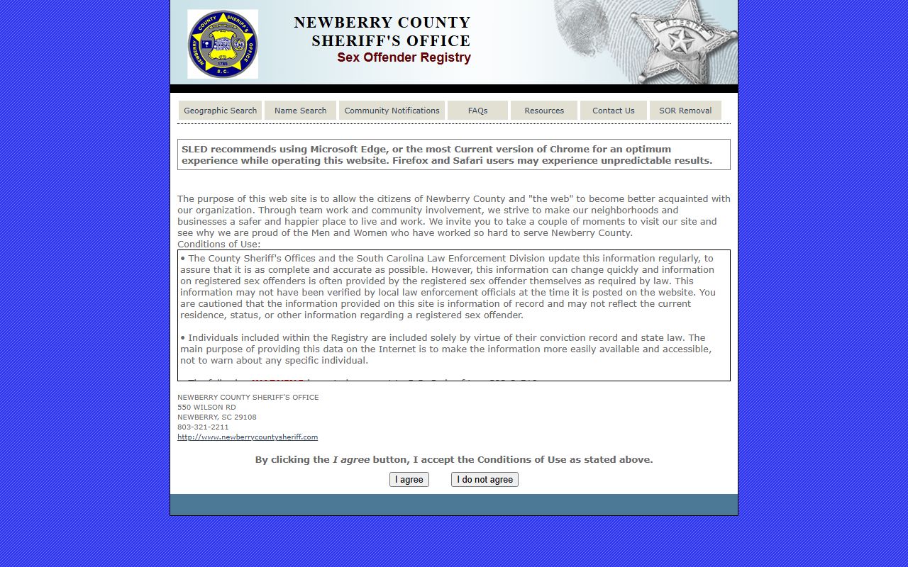newberry County sex offender registry