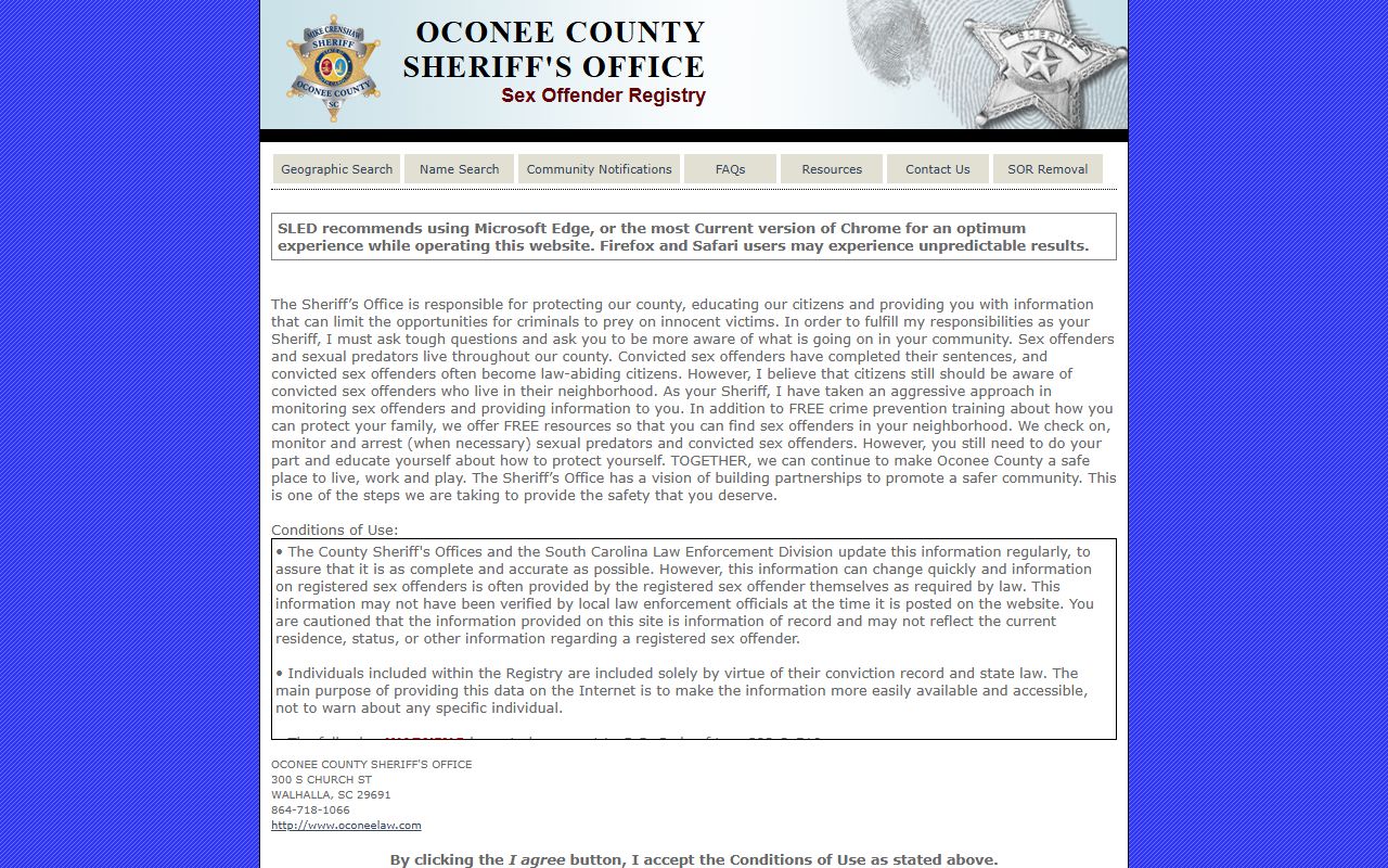 oconee County sex offender registry