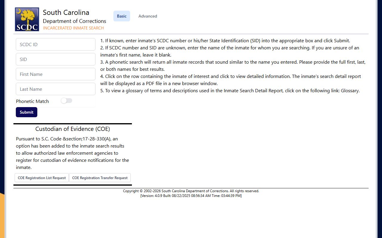 South Carolina public records DOC inmate search and FOIA sex offender registry access